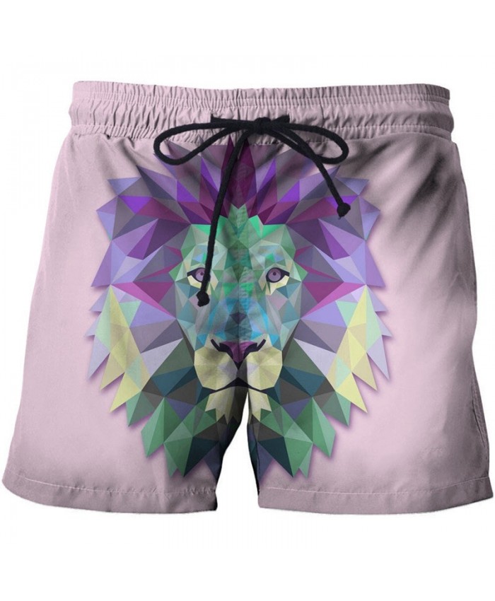3D Printed Colorful Lion Face Board Shorts Elastic Waist Beach Shorts Summer 2021 New Male Clothing Short Trousers