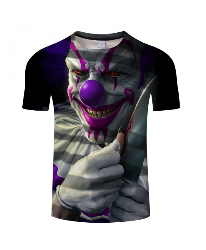 3D Printed There Is Blood On The Knife Clown Men tshirt Crossfit Shirt Casual Summer Short Sleeve Male tshirt Men