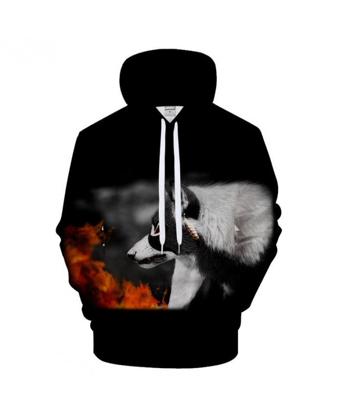 3D Wolf Hoodies Men Fire Sweatshirt Black Hoody Pullover Tracksuit Streatwear 6XL Hooded Coat Unisex Hoodie Drop ship