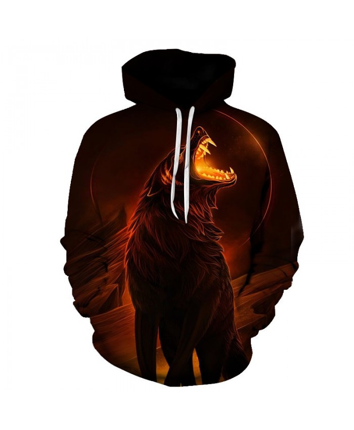 3D Wolf Hoodies Men Fire Sweatshirt Black Hoody Pullover Tracksuit Streatwear Hooded Coat Unisex Hoodie Drop ship