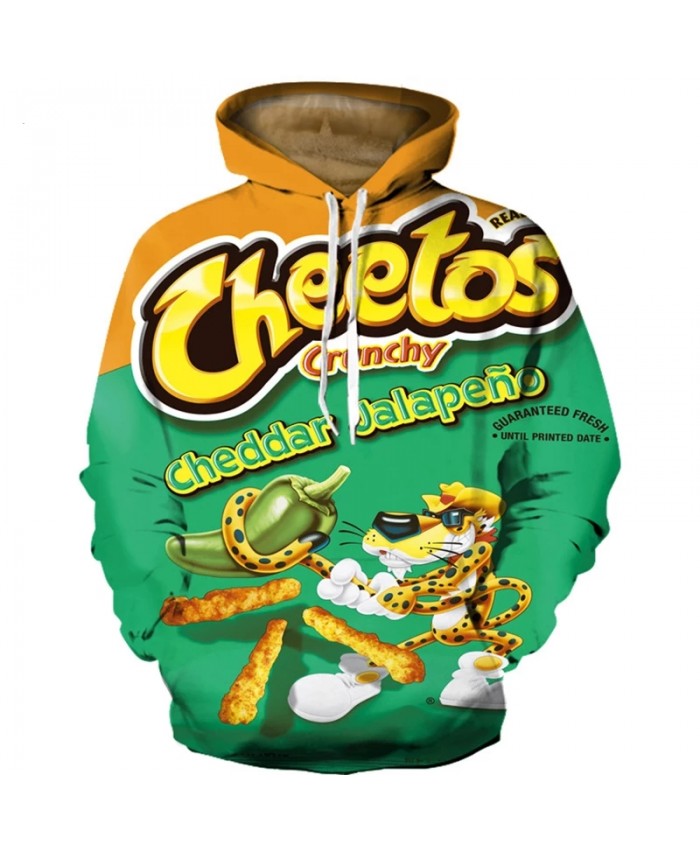 2021 New Streetwear 3D Print Cheetos Funny Hoodie Pullover Men Women Long Sleeve Hooded Sweatshirt Casual Hoodies Sweatshirts