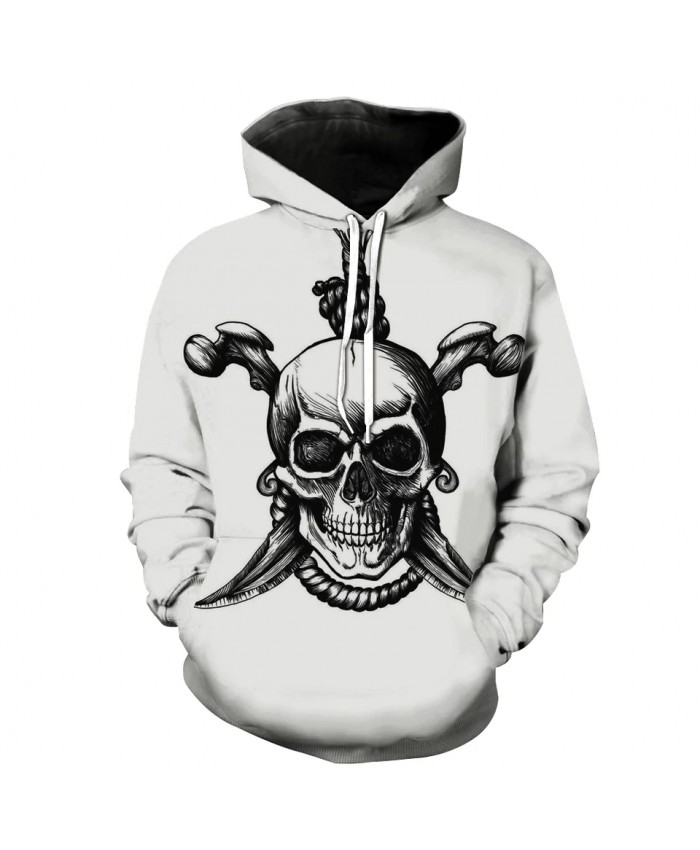Men's Fashion 3D Hoodie Bone knife rope skull print sweatshirt