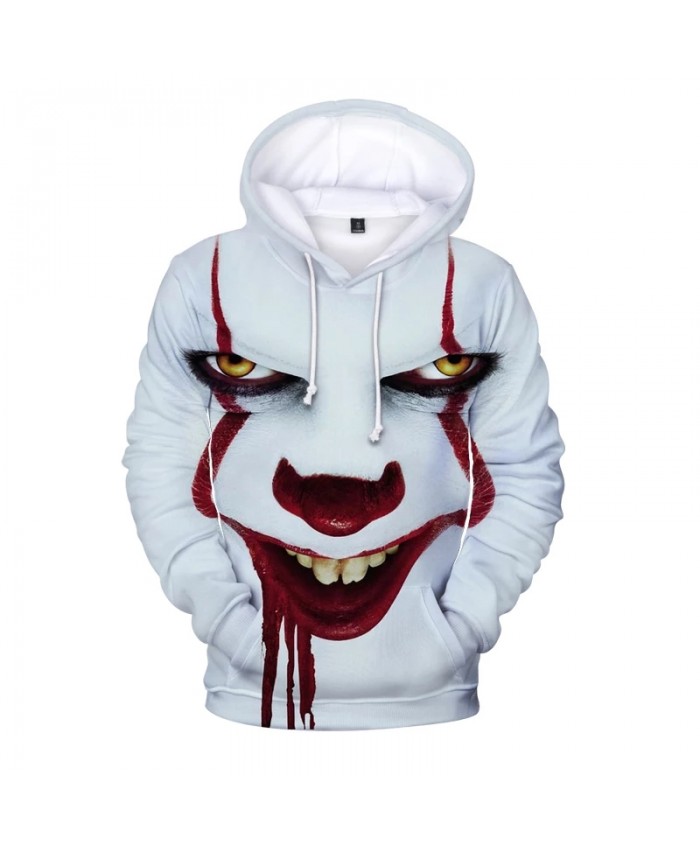 Halloween Men Hoodie Horror Movie Clown Pennywise Pocket Hooded Sweatshirts Poleron Hombre Streetwear 3D Hoodie Coats Costume