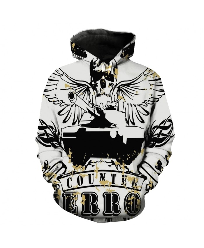 Men's Fashion 3D Hoodie Wings skull tank print sweatshirts