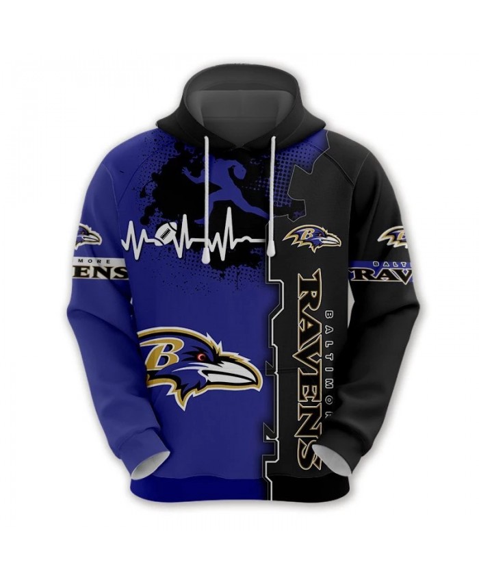 Baltimore fashion cool Football 3d hoodies sportswear Purple and black stitching graffiti crow print Ravens sweatshirt 1