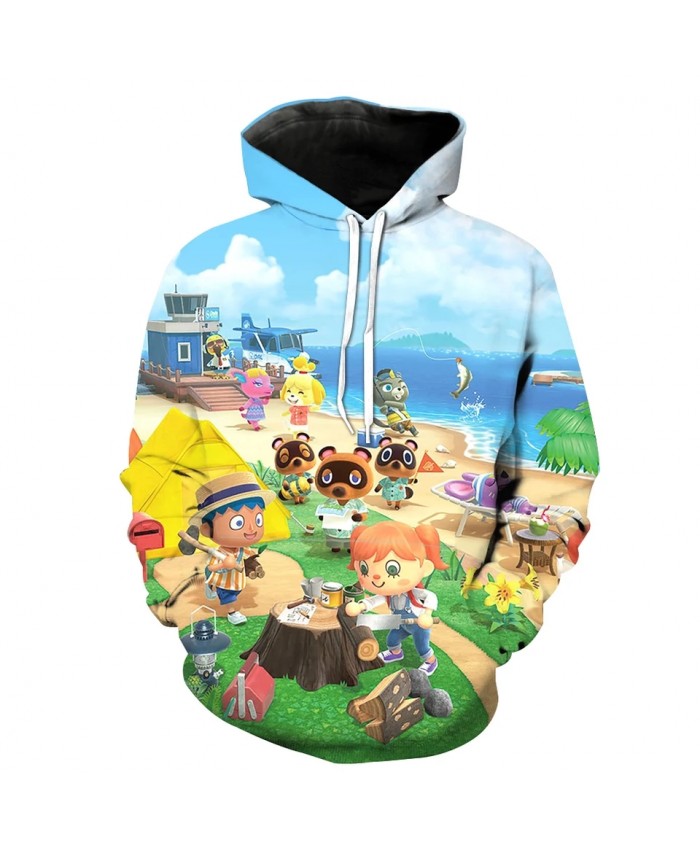 Cartoon fairy tale world blue fashion 3D hooded sweatshirt