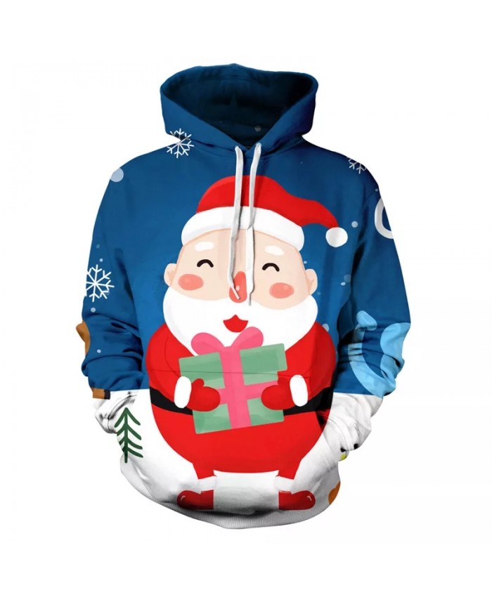 Men's And Women's Children's Long-Sleeved Autumn And Winter Hoodies 3d Printing Santa Sweatshirt Fashion Christmas Cartoon Caot