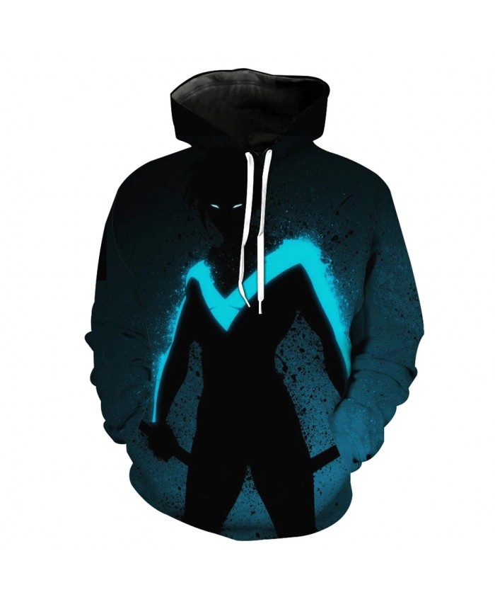 Men's Fashion 3D Hoodie Fun graffiti blue fluorescent print sweatshirt