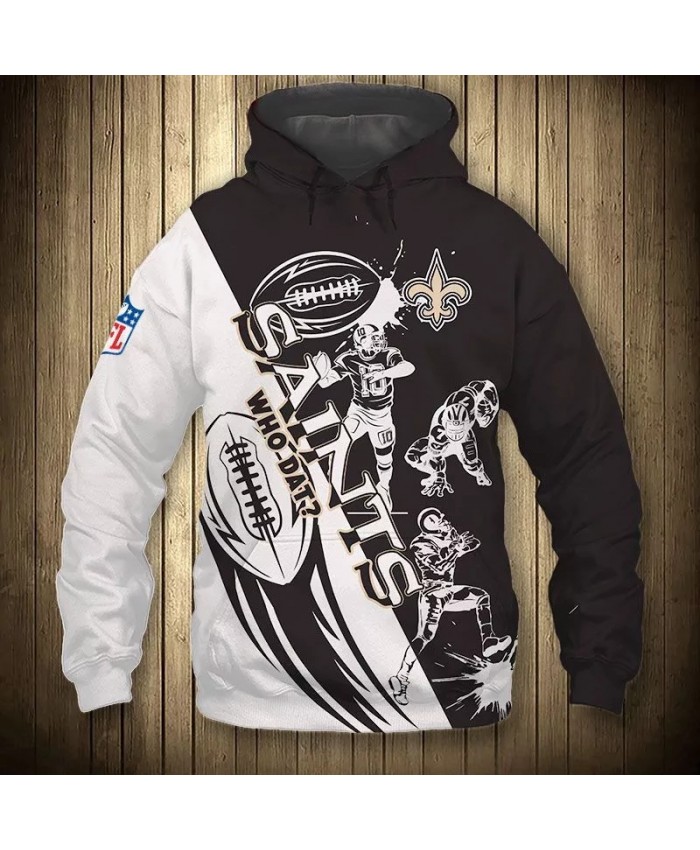 New Orleans fashion cool Football 3d hoodies sportswear White black stitching silhouette character print Saints sweatshirt