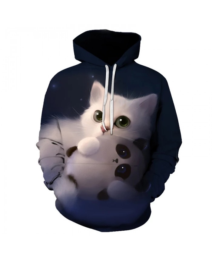 Spring And Autumn Hot Sale Men's And Women's Hoodie 3d Printing Cute Cat Sweatshirt Pullover Casual Long Sleeve Top