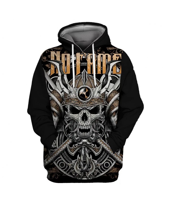 Metal Double Swords Skull Shield Letter Print Black Casual 3D Hooded Sweatshirts