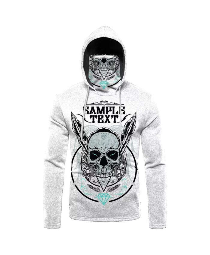 Metal wings white skull print fashion 3D mask sweatshirt cool sportswear
