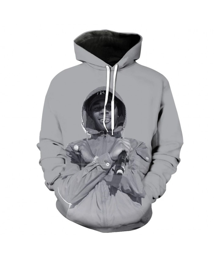 Men's Fashion 3D Hoodie Rapper print grey Sweatshirt
