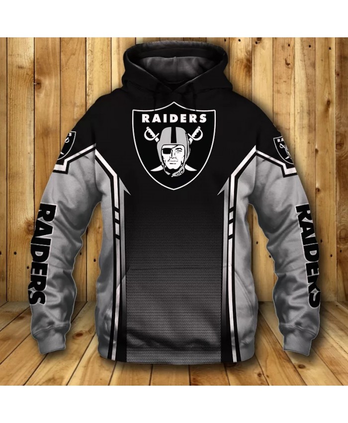 Las Vegas fashion cool Football 3d hoodies sportswear Gray and black gradient spotted shield print Raiders sweatshirt