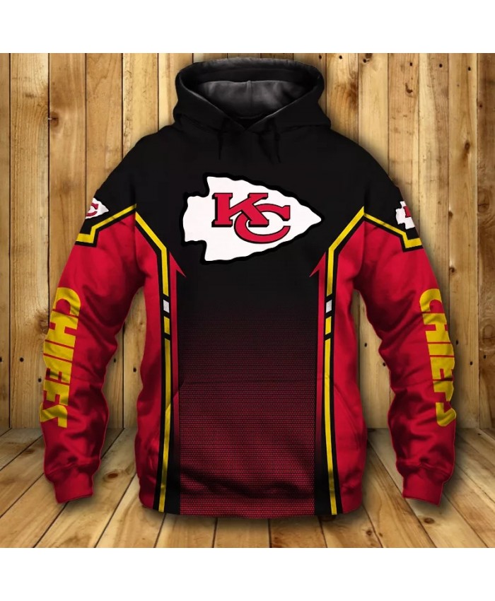 Kansas City fashion cool Football 3d hoodies sportswear black red spots stitching design letter print Chiefs sweatshirt 1