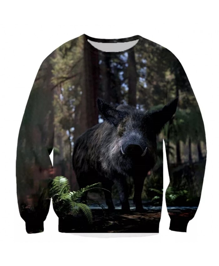 Wild boar Fashion Playerun Funny New Fashion Long Sleeves 3D Print Hoodies Sweatshirt Jacket Men women F