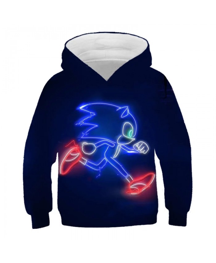3D Sonic The Hedgehog Hoodies Kids Cartoon Run Lightning Sonic Baby Boy Clothes Teens Harajuku Pullover Coat Sweatshirt Tops