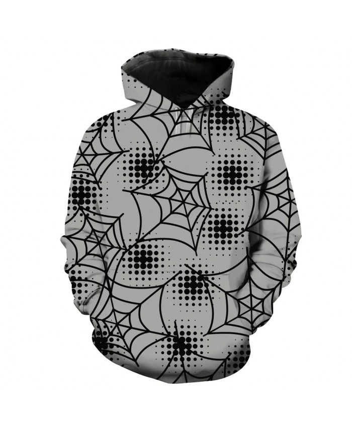 Men's Fashion 3D Hoodie Spotted spider web print gray sweatshirts