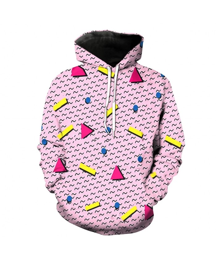 Red triangle yellow square stripe print cool 3D hoodies
