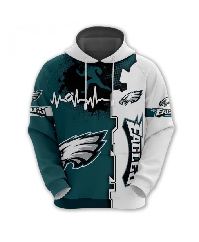 Philadelphia fashion cool Football 3d hoodies sportswear Green white stitching curve graffiti animal print Eagles sweatshirt