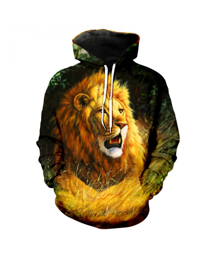 African Grassland Prone Lion Printing Fashion Hooded Sweatshirt Neutral pullover Casual Hoodie Autumn Tracksuit Pullover Hooded Sweatshirt