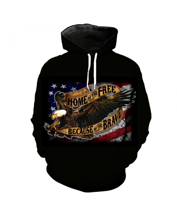 American Flag Eagle Print Black Hoodie Sweatshirt Men Women Pullover Sportswear Casual Hoodie Autumn Tracksuit Pullover Hooded Sweatshirt