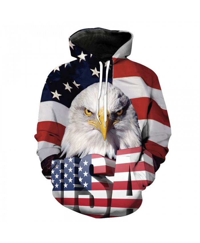 American Flag Eagle USA Letter Print Fashion Hooded Sweatshirt Neutral Pullover Casual Hoodie Autumn Tracksuit Pullover Hooded Sweatshirt