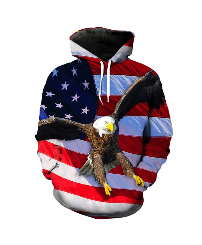 American Flag Flying Eagle Print Fashion Hooded Pullover Sweatshirt Men's Sportswear Casual Hoodie Autumn Tracksuit Pullover Hooded Sweatshirt
