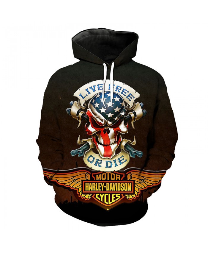 American Flag Skull Print Street Fashion Hooded Sweatshirt Men Women Tracksuit Pullover Hooded Sweatshirt