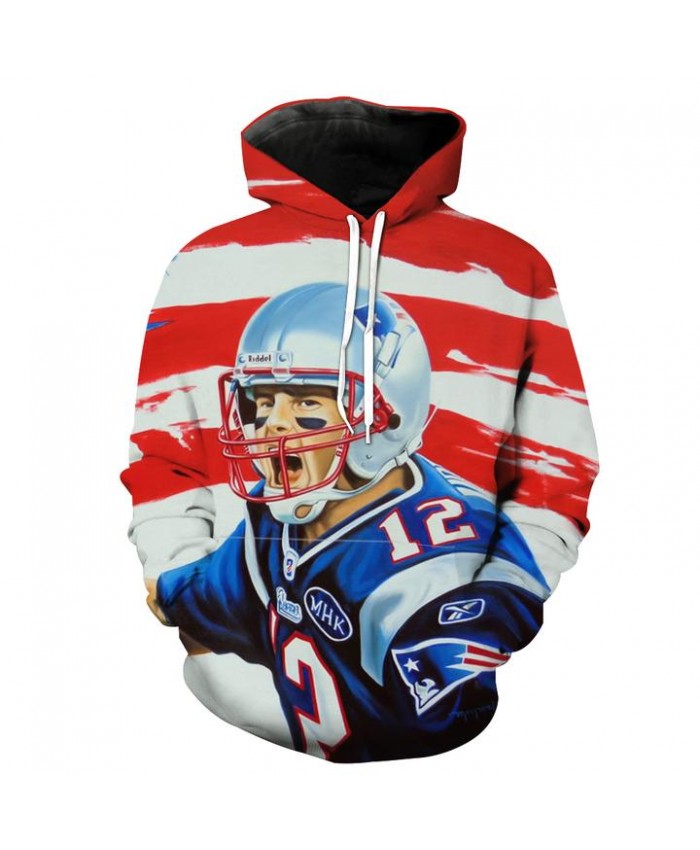 American Tom Brady Hoodie Tom Brady Clothing Football Hooded Sweatshirt Autumn Men Women Casual Pullover Sportswear