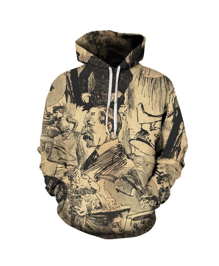 Ancient Painting Characters Men hoodies Pullover Sportsuit Pullover Sweatshirt Casual Hoodie Long Sleeve Tops Men