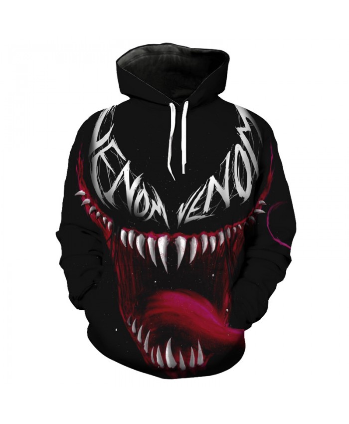 Anime Super Hero Venom Print Fashion 3D Hooded Sweatshirt Pullover