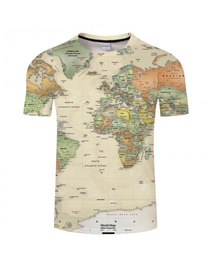Atlantic Map 3D Print Men tshirt Mens Shirt Casual Summer Short Sleeve Male tshirt Brand Men Round Neck Tops&Tee