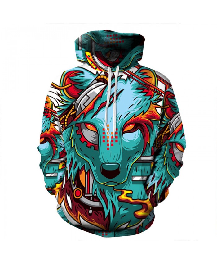 Autumn Fashion Hooded Sweatshirt 3D Print Demon Wolf Men Women Casual Pullover Sportswear