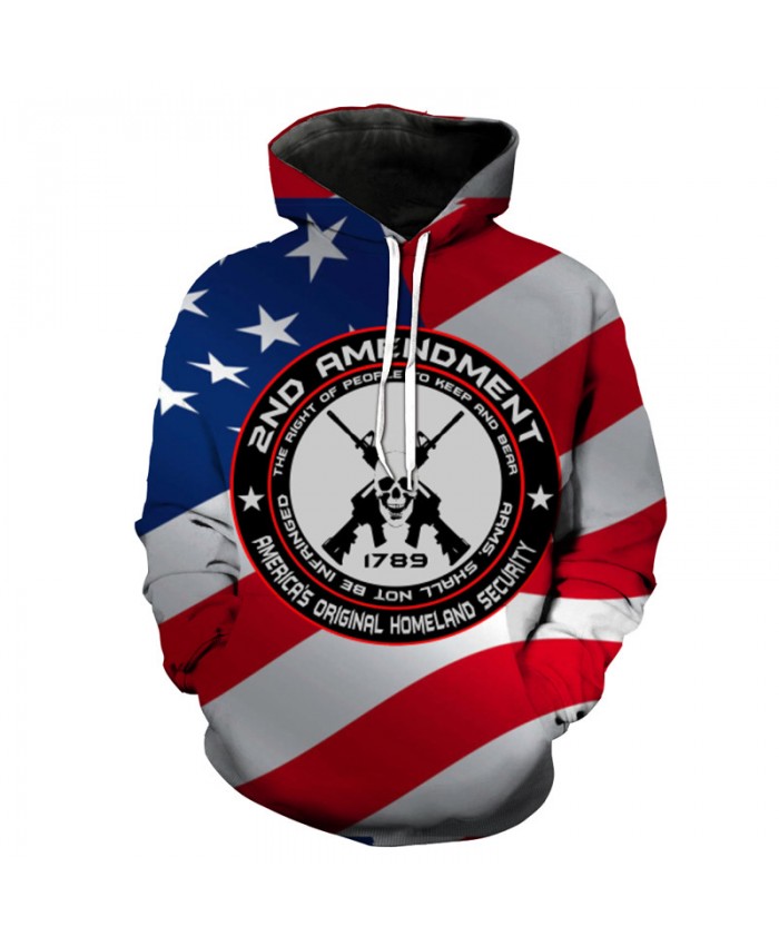 Autumn Hoodies Two Sticks of Guns Skull Print Fashion Pullover Sportswear