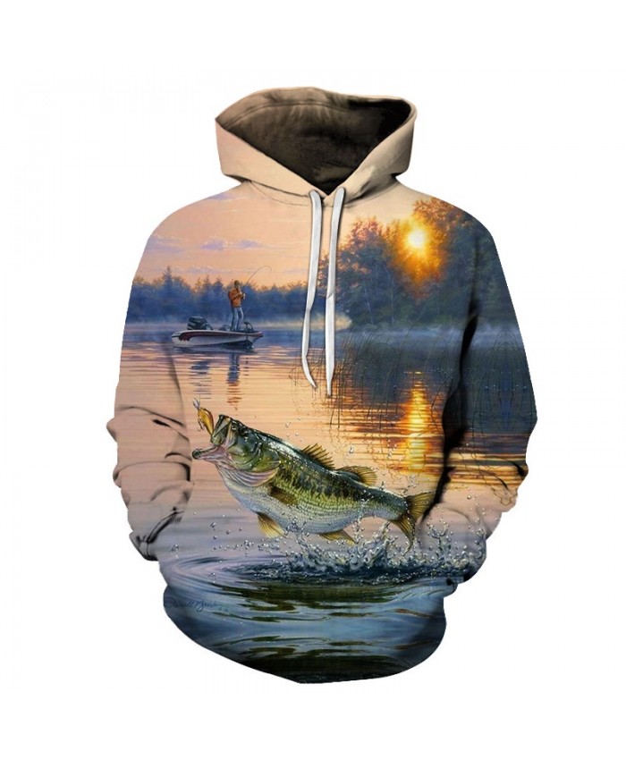 Autumn and winter new 3D fun fashion fishing hoodie, best gift for boyfriend husband and father Large Asian size S-6XL casual