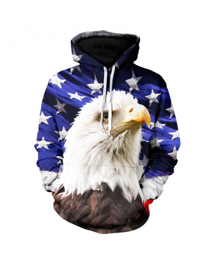 Bald Eagle American Flag Print Fashion Men Women Hoodies Casual Sweatshirt Casual Hoodie Autumn Tracksuit Pullover Hooded Sweatshirt