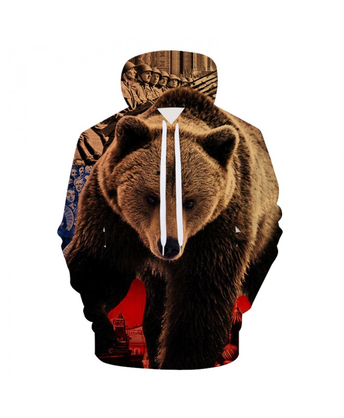 Bear 3D Hoodies Sweatshits Unisex Hooded Boy Animal Printed Hoodie Harajuku Hoodies Brand Autumn Tracksuits Pullover Male Coat