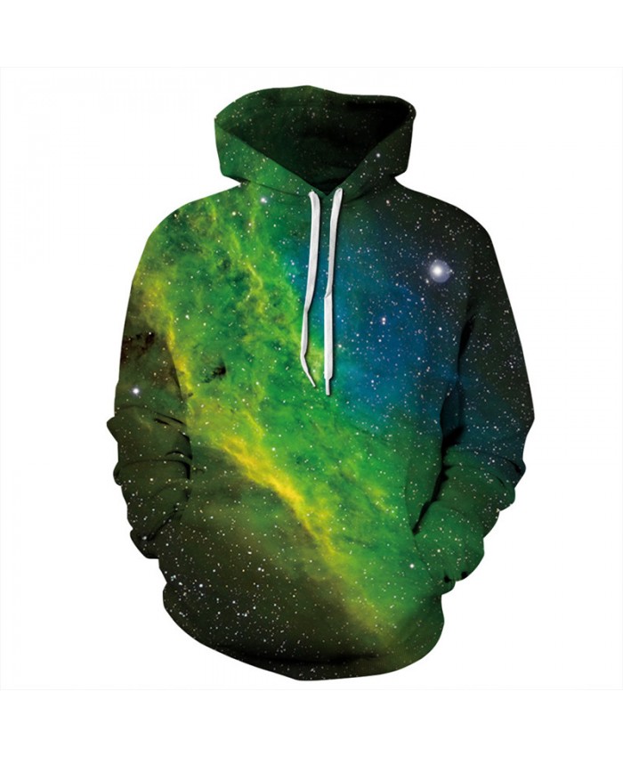 Beautiful Green Galaxy Fashion Hooded Sweatshirt Autumn Men Women Casual Pullover Sportswear