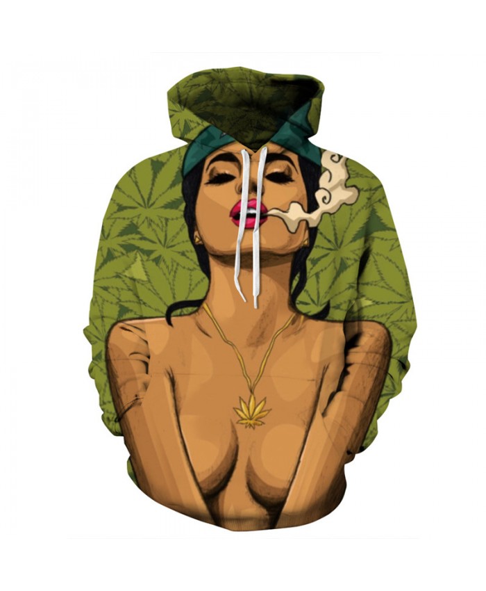 Beauty Smoke Green Leaf Print Neutral Hooded Sweatshirt fashion 3D hooded sweatshirt pullover