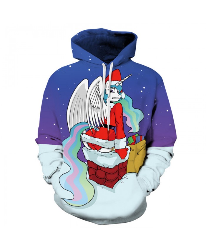 Beauty Unicorn Santa Claus printing fashion Christmas series pullover sweatshirt 3D Pattern Print Hoodies Men Women Casual Sweatshirt