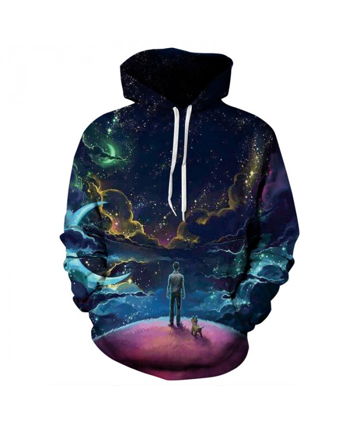 Best Friend Night Star Print Fashion Neutral Hooded Sweatshirt