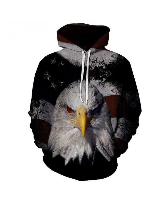 Bicolor Eyes Dark Eagle Style American Flag Street Hoodie Autumn Pullover Casual Hoodie Autumn Tracksuit Pullover Hooded Sweatshirt