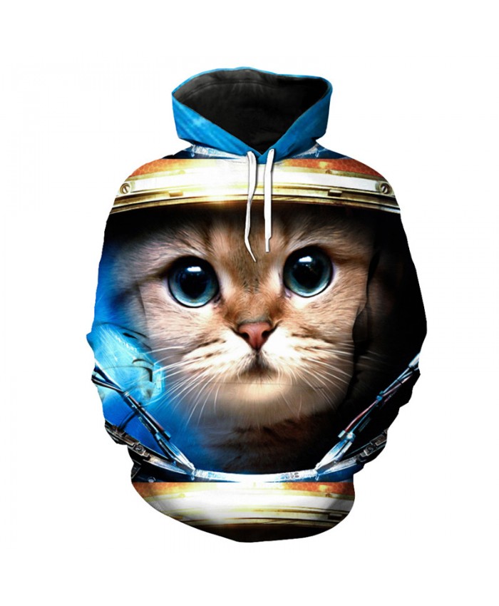 Big Eyes Cute Cat Print Casual Hooded Sweatshirt Cute Pullover Trucksuits Casual Hoodie Autumn Tracksuit Pullover Hooded Sweatshirt