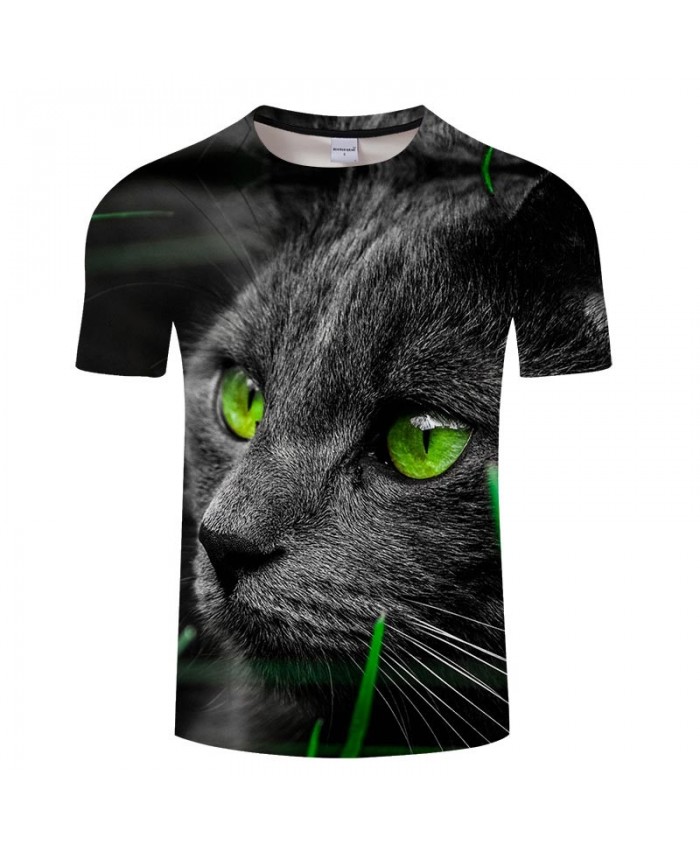 Big Green Eyes Cat 3D Printed Men tshirt Crossfit Shirt Casual Summer Short Sleeve Male tshirt Brand Men Round Neck