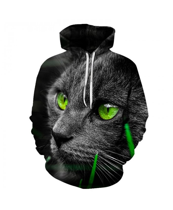 Big Green Eyes Cat 3D Printed Mens Pullover Sweatshirt Pullover Casual Hoodie Men Streetwear Sweatshirt 2021 Hoodie