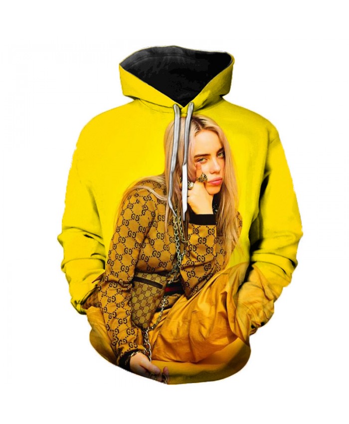 Billie Eilish 3D Hoodies Men Women Hoodies Billie Eilish Casual Hoodies Sweatshirts Fashion Clothes 3D Print Color Fashion Tops E