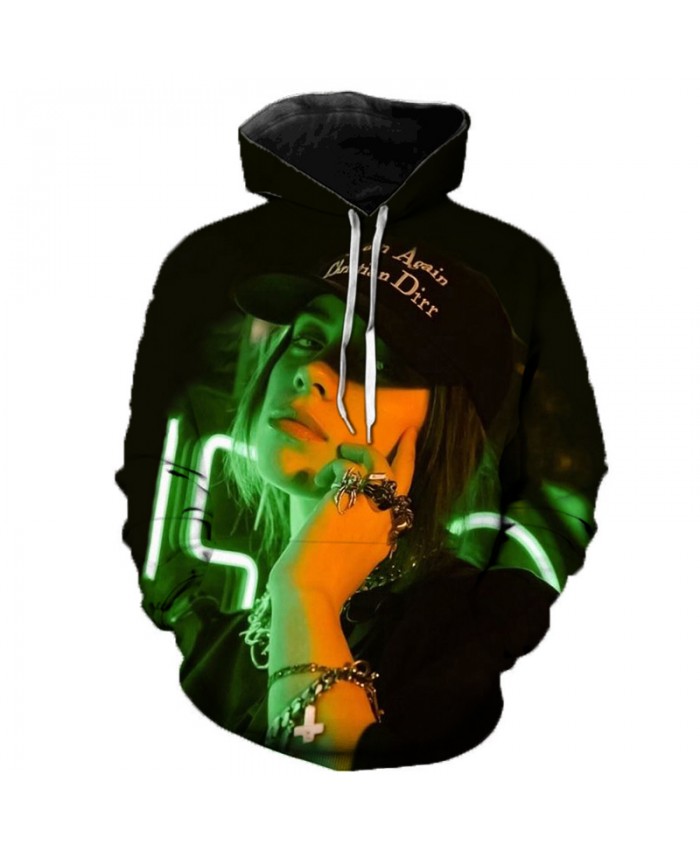 Billie Eilish 3D Print Hooded Sweatshirts Men Women Hot Sale Harajuku Hoodie Fashion Casual Streetwear Plus Size Hoodies
