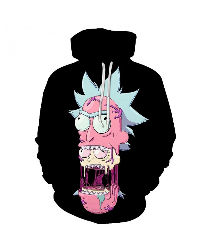 Black Hoodies Mens Sweatshirt Rick and Morty Hoodie 3D Pullover Funny Hoody Anime Tracksuit Male Streatwear DropShip