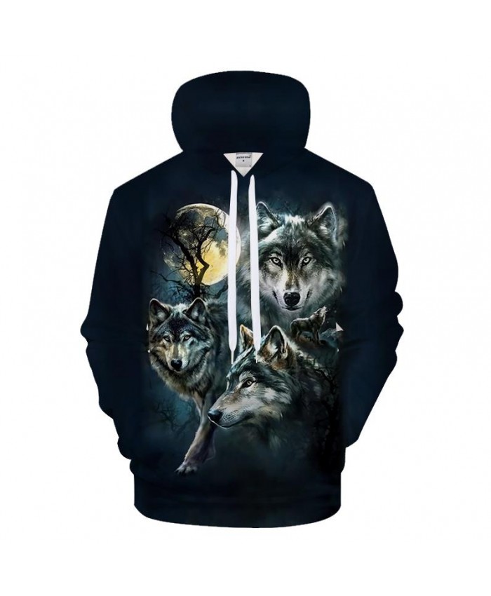 Black Hoodies Wolf Hoody Men Sweatshirts Anime Tracksuit 3D Pullover Harajuku Coat Streatwear Brand Quality DropShip